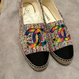 Chanel flat shoes tweed rare limited edition very good condition